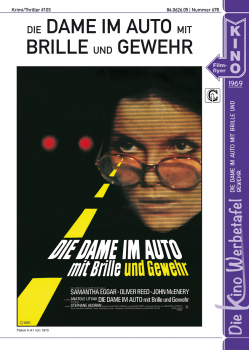 Kinowerbetafel #678 - Die Dame im Auto mit der Brille und Gewehr