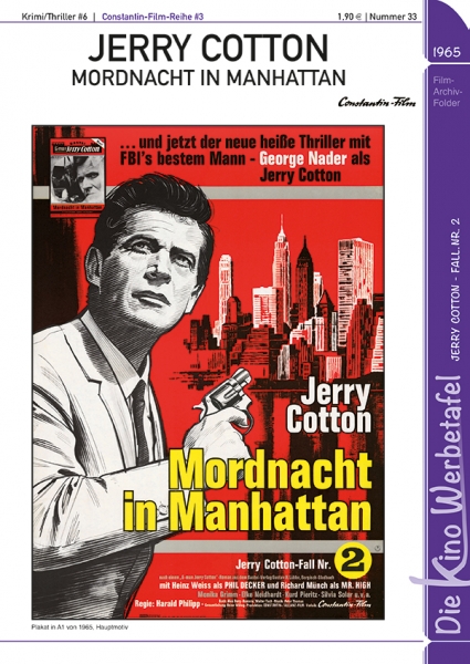 Kinowerbetafel #33 - Jerry Cotton: Mordnacht in Manhattan